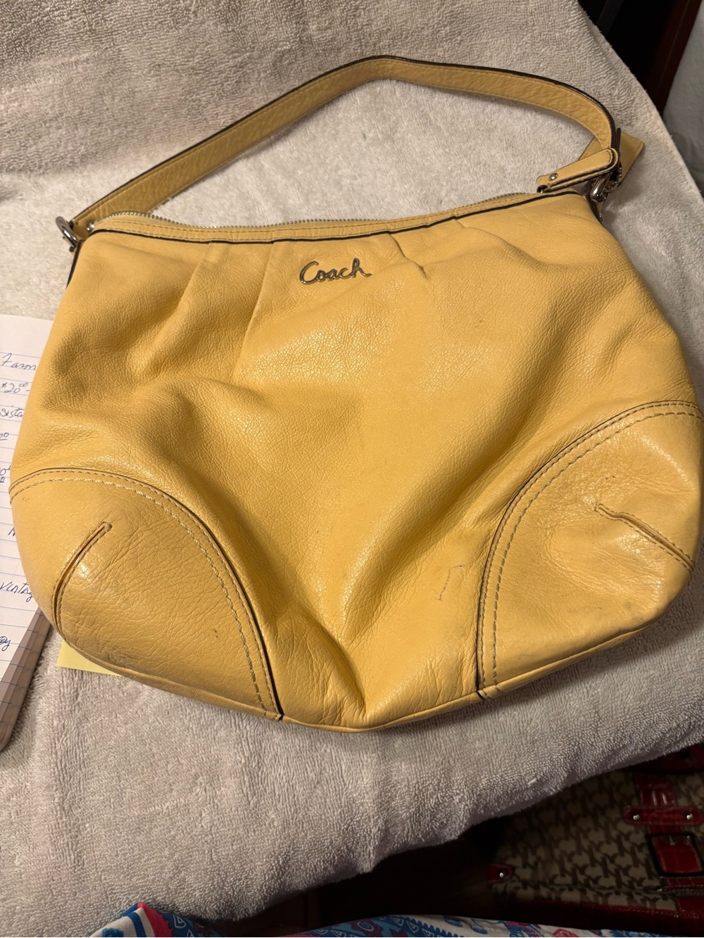 Coach Yellow Leather Hobo Shoulder Bag
